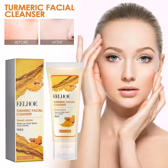 Private Label Bio Tiefenreinigung Gesichtswaschmittel Gesichtsreinigungsschaum Mitesser entfernen Anti-Akne-Mousse Kurkuma Gesichtsreiniger